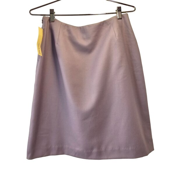 Vintage Amanda Smith Lavender Wool Pencil Skirt Sz 10 Side Kick-pleat 70s NWT - Picture 2 of 9